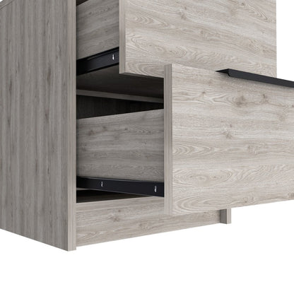 19" Gray Wood Two Drawer Nightstand HomeRoots