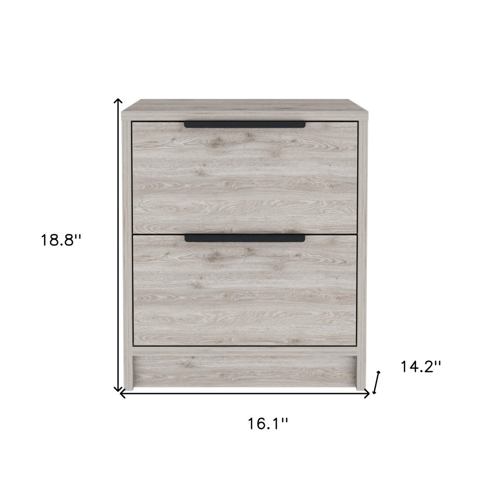 19" Gray Wood Two Drawer Nightstand HomeRoots