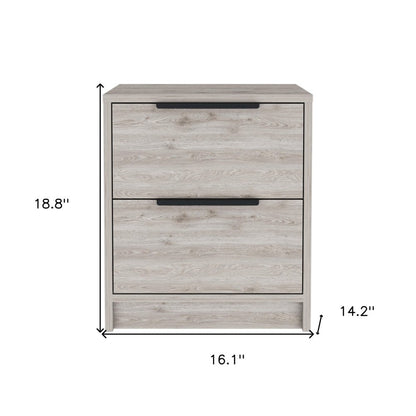 19" Gray Wood Two Drawer Nightstand HomeRoots