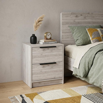 19" Gray Wood Two Drawer Nightstand HomeRoots