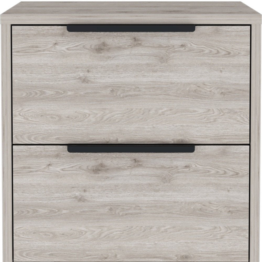 19" Gray Wood Two Drawer Nightstand HomeRoots