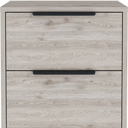 19" Gray Wood Two Drawer Nightstand HomeRoots