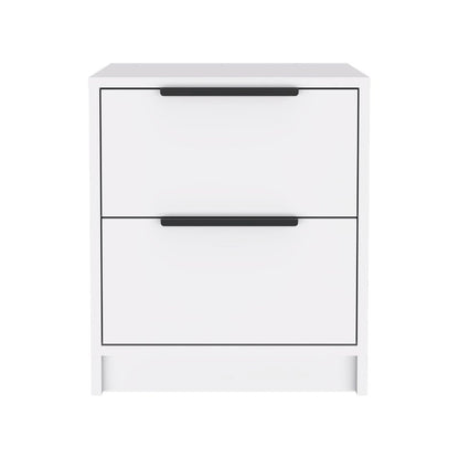 19" White Wood Two Drawer Nightstand HomeRoots