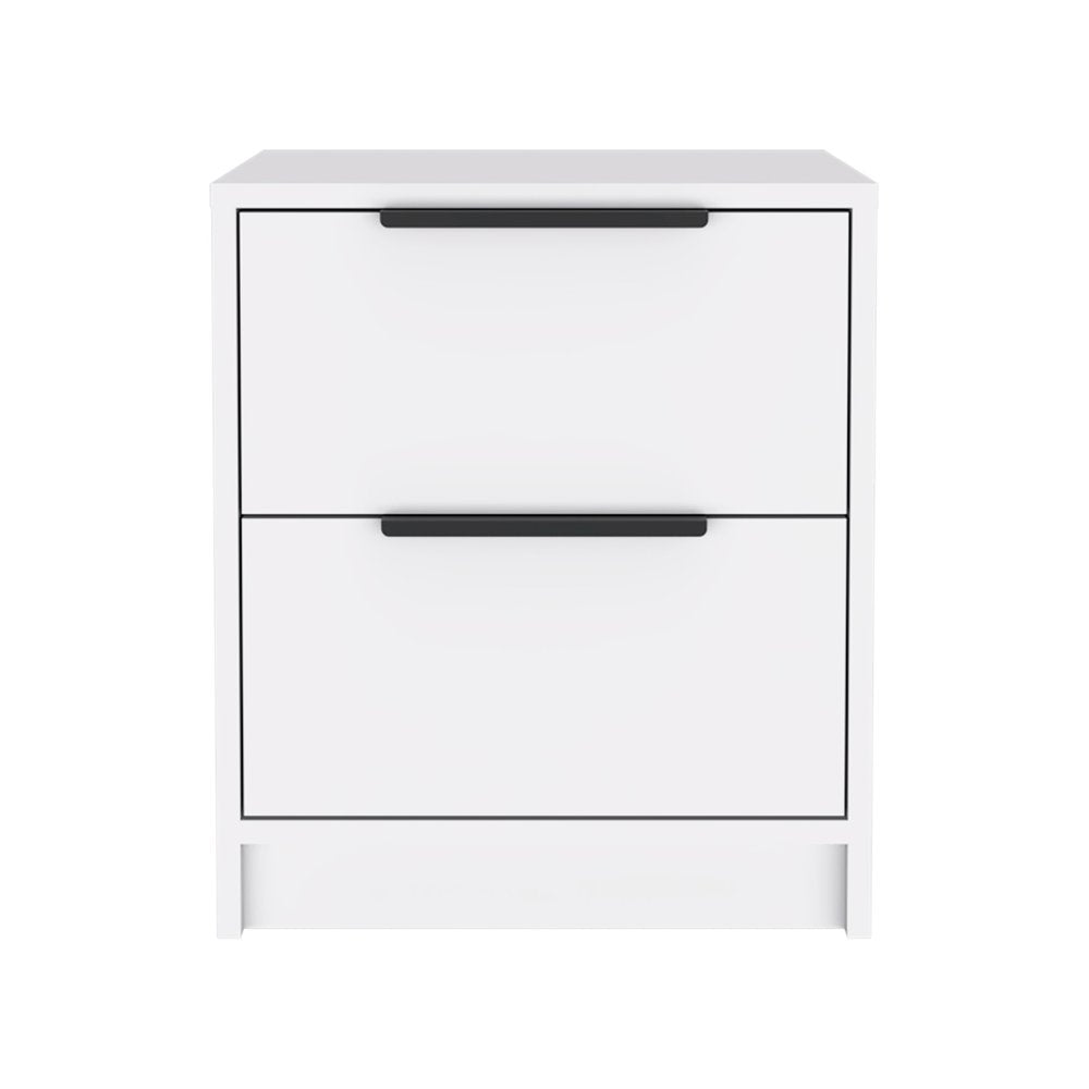 19" White Wood Two Drawer Nightstand HomeRoots