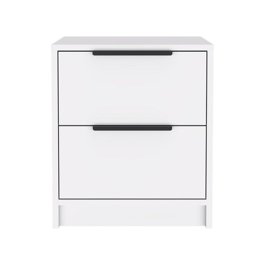 19" White Wood Two Drawer Nightstand HomeRoots