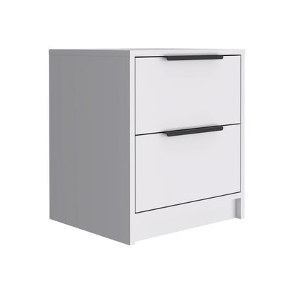 19" White Wood Two Drawer Nightstand HomeRoots