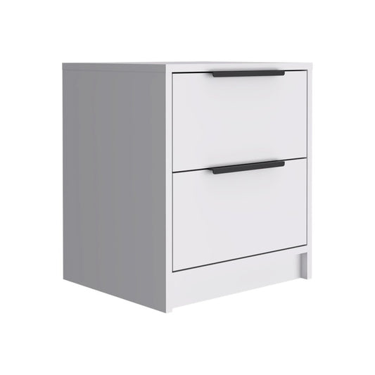 19" White Wood Two Drawer Nightstand HomeRoots