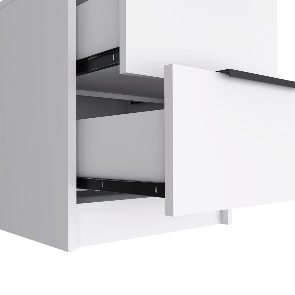 19" White Wood Two Drawer Nightstand HomeRoots