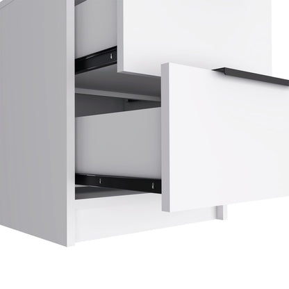 19" White Wood Two Drawer Nightstand HomeRoots