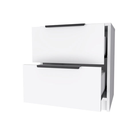 19" White Wood Two Drawer Nightstand HomeRoots