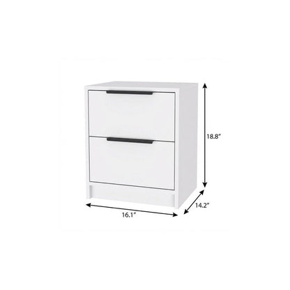 19" White Wood Two Drawer Nightstand HomeRoots