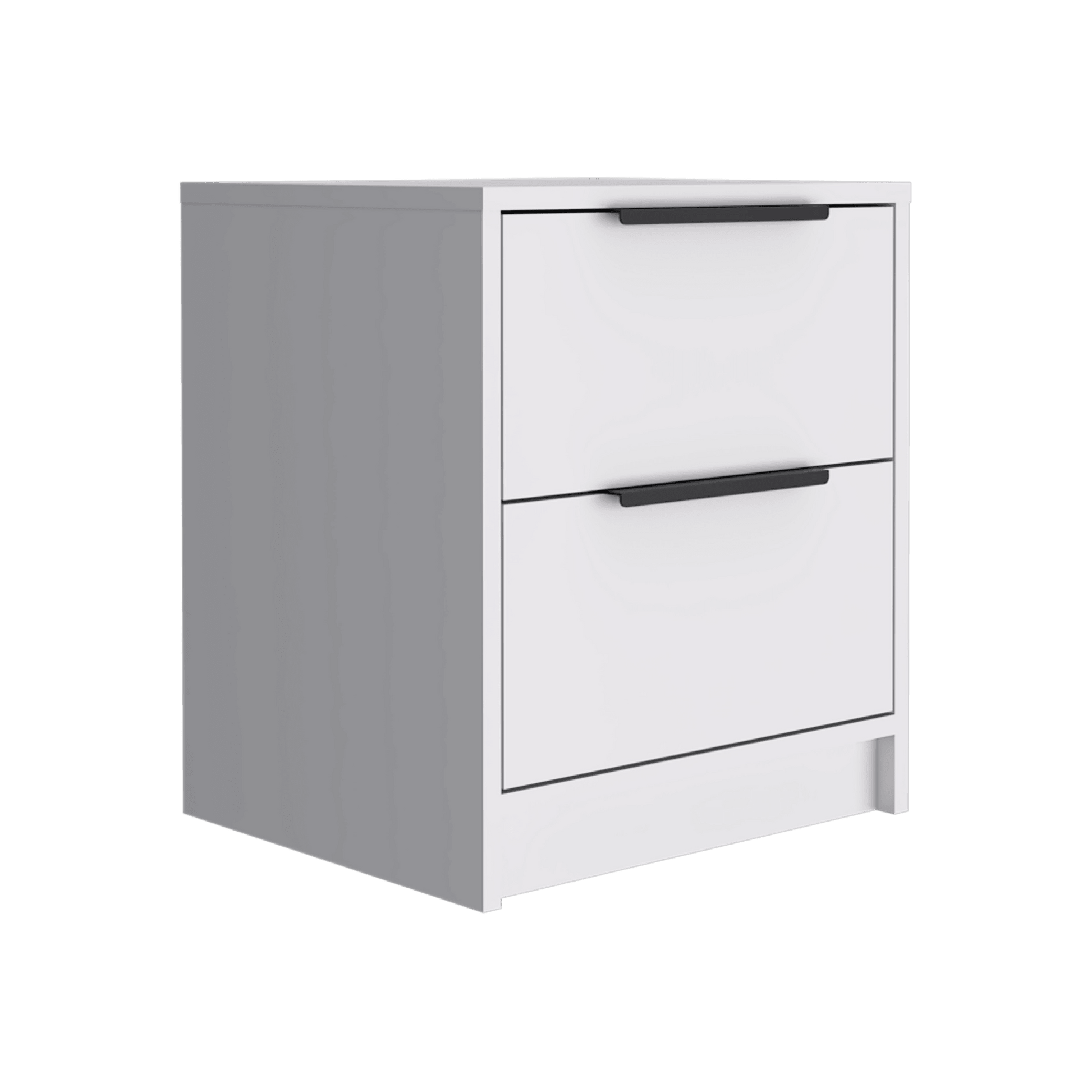 19" White Two Drawer Faux Wood Nightstand - FurniFindUSA