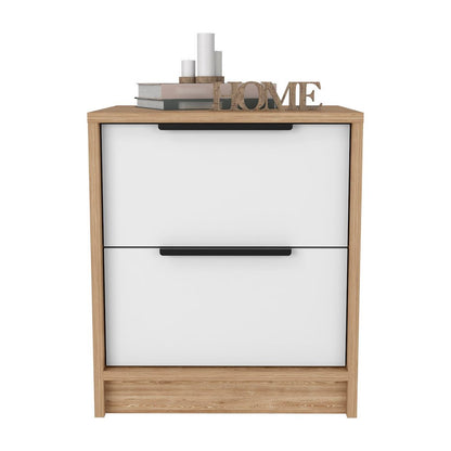 19" White Wood Two Drawer Nightstand HomeRoots