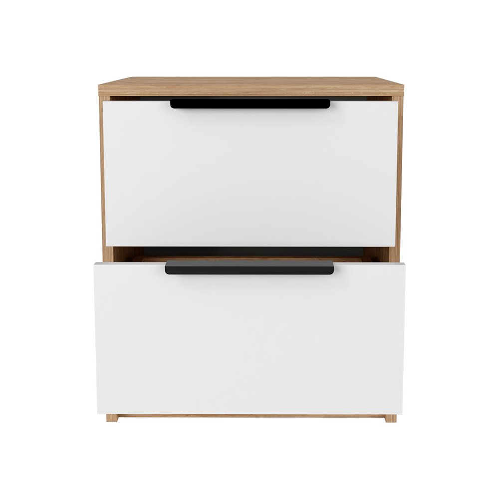 19" White Wood Two Drawer Nightstand HomeRoots
