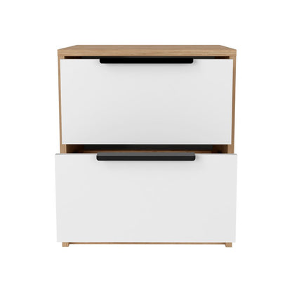 19" White Wood Two Drawer Nightstand HomeRoots