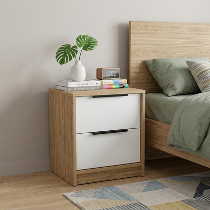19" White Wood Two Drawer Nightstand HomeRoots