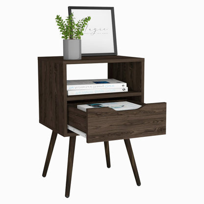 25" Brown Wood One Drawer Nightstand HomeRoots