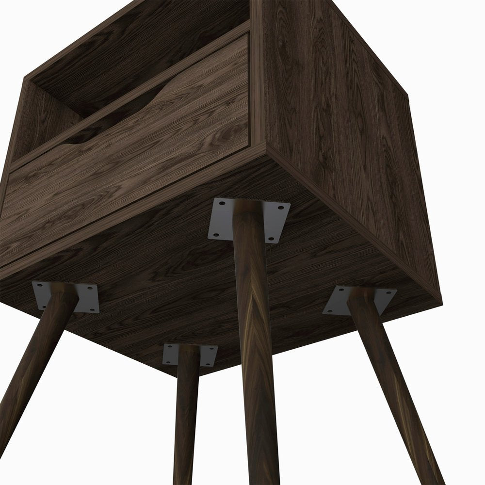 25" Brown Wood One Drawer Nightstand — view 4