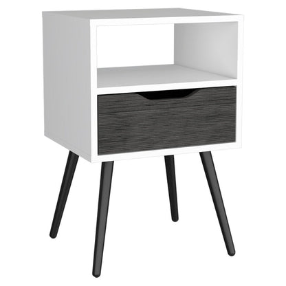 25" Gray Wood One Drawer Nightstand HomeRoots