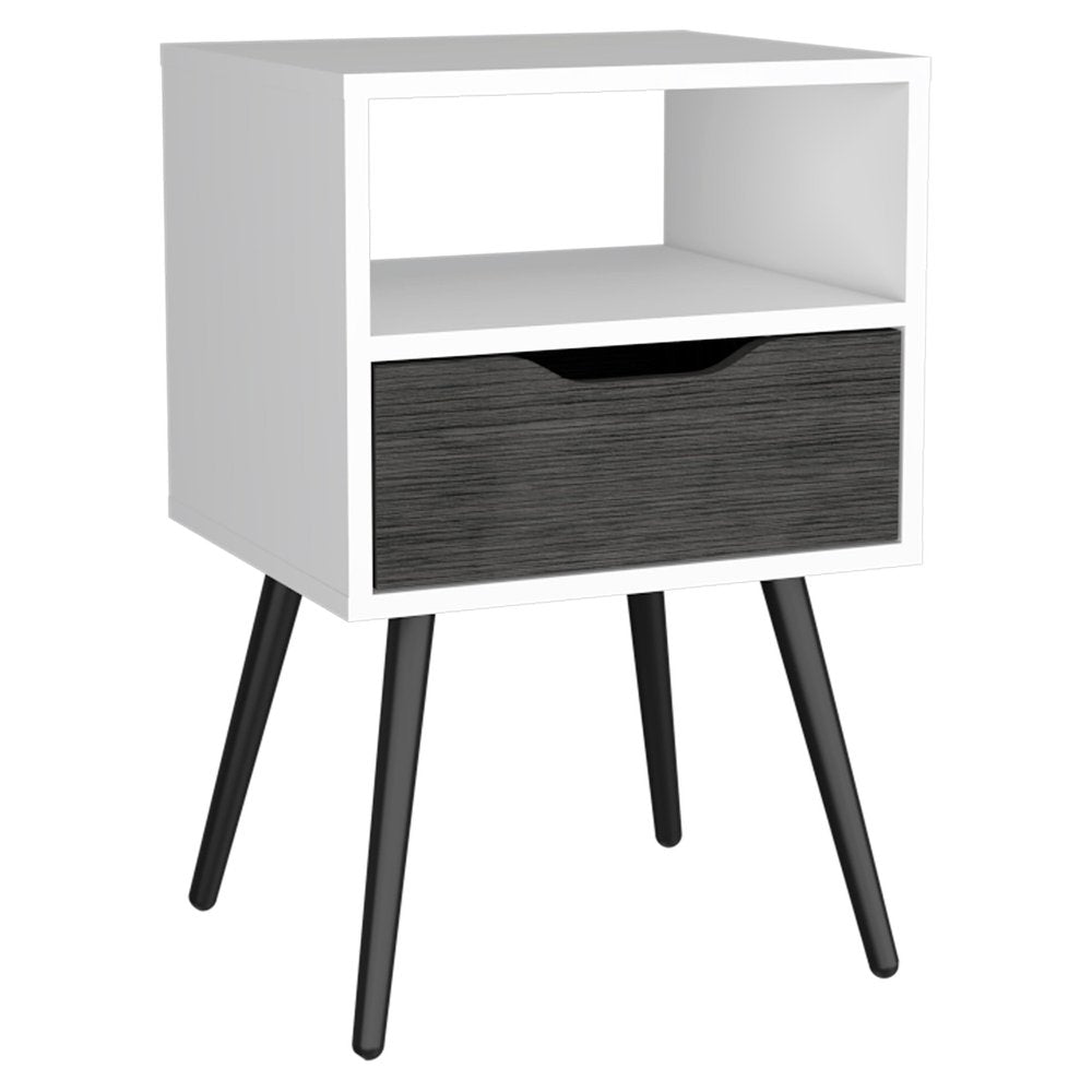 25" Gray Wood One Drawer Nightstand HomeRoots