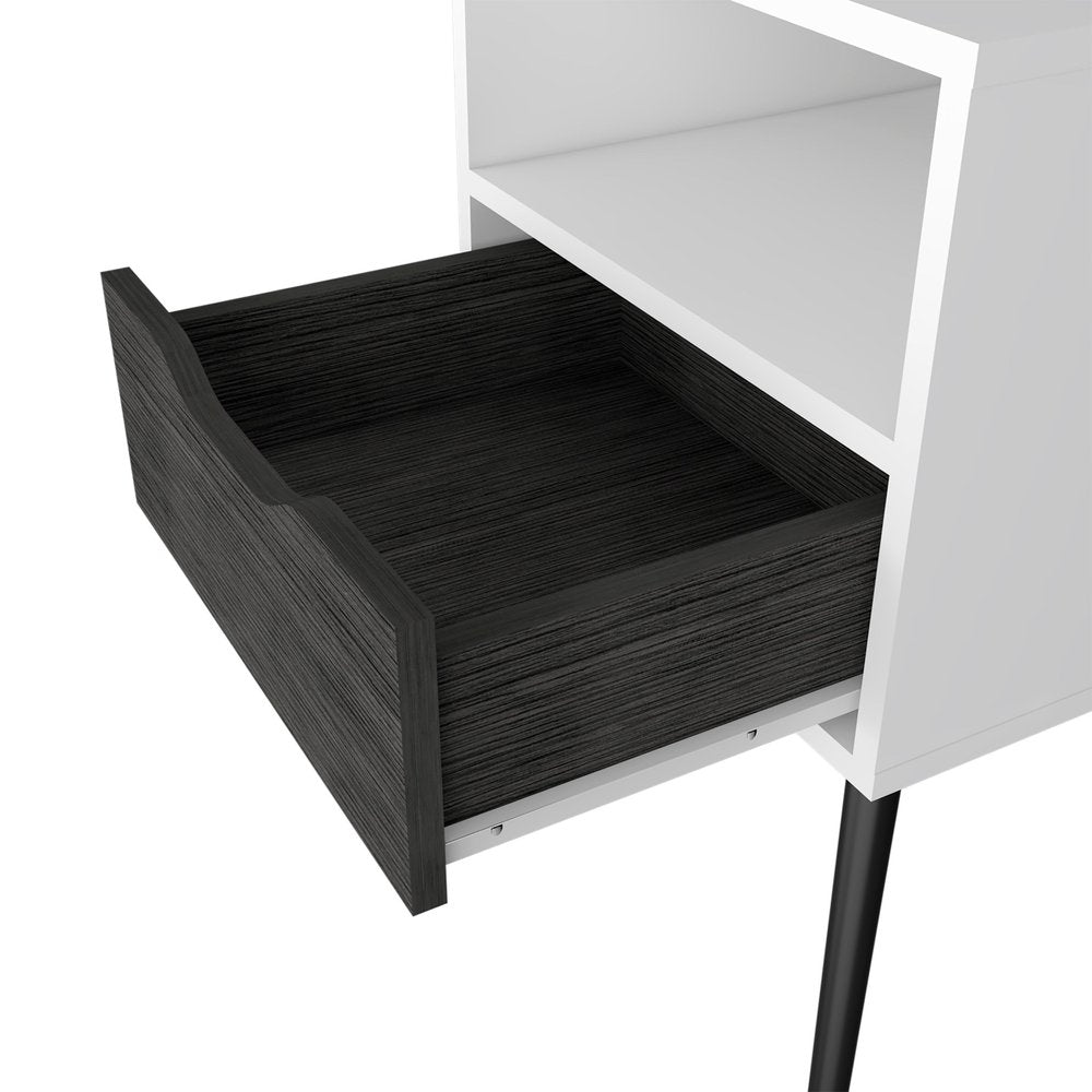 25" Gray Wood One Drawer Nightstand HomeRoots