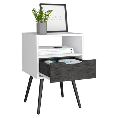 25" Gray Wood One Drawer Nightstand HomeRoots