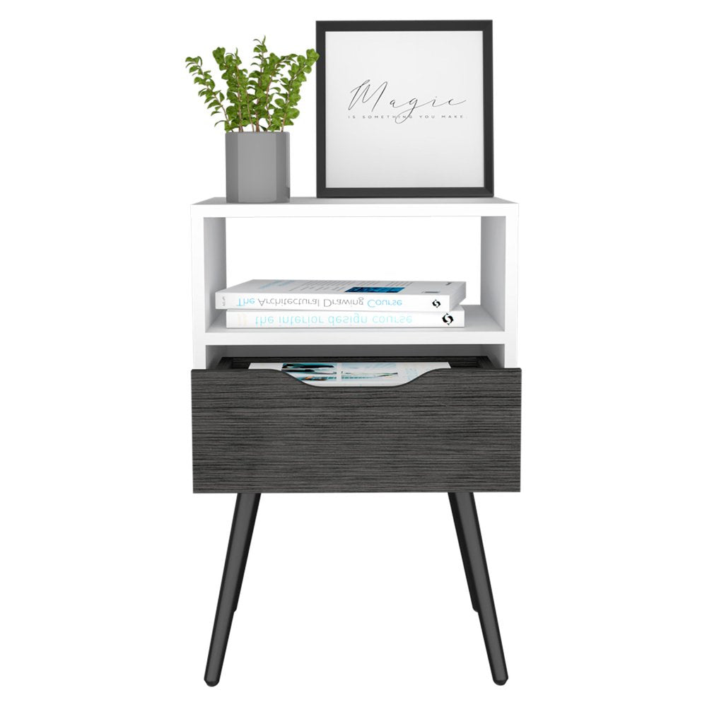 25" Gray Wood One Drawer Nightstand HomeRoots