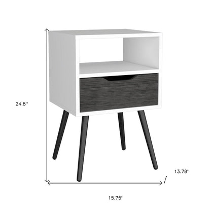25" Gray Wood One Drawer Nightstand HomeRoots