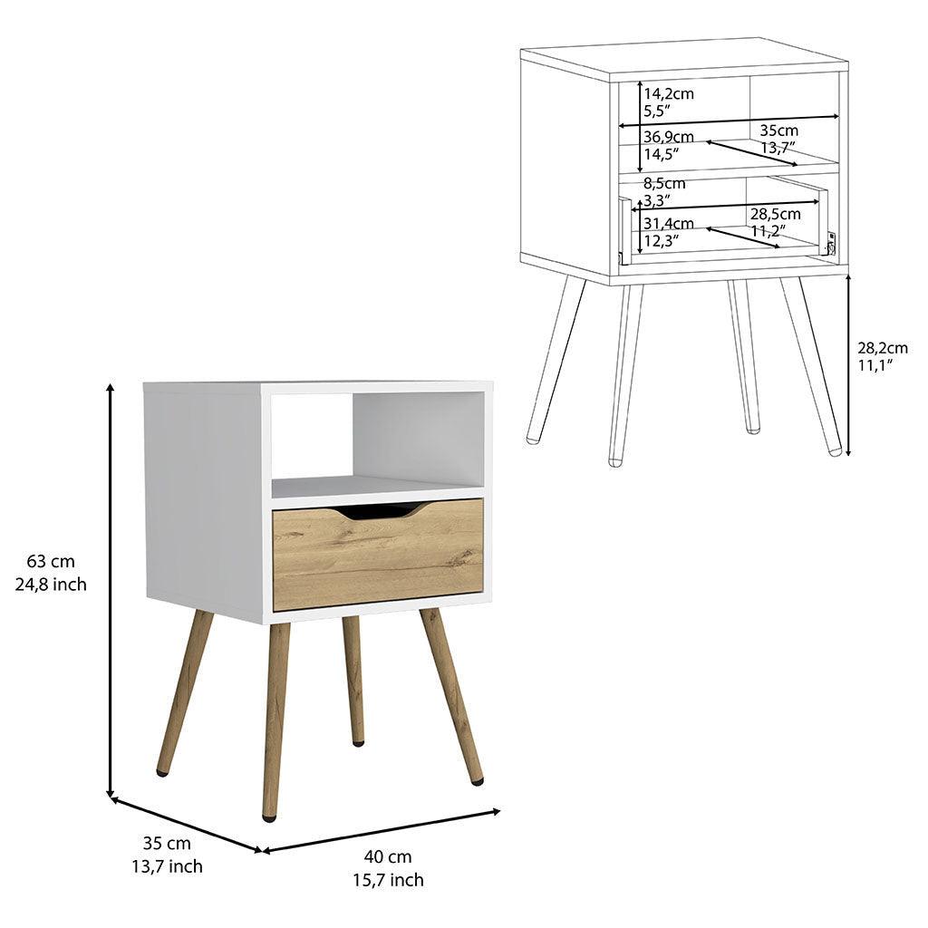 25" White One Drawer Faux Wood Nightstand - FurniFindUSA