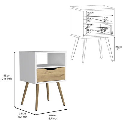 25" White One Drawer Faux Wood Nightstand - FurniFindUSA