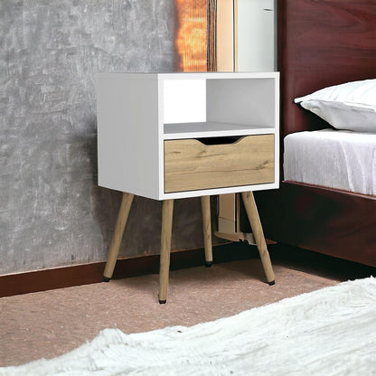 25" White One Drawer Faux Wood Nightstand - FurniFindUSA