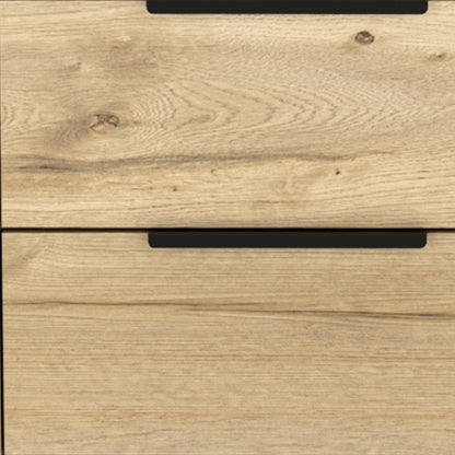 22" Oak Wood Two Drawer Nightstand HomeRoots