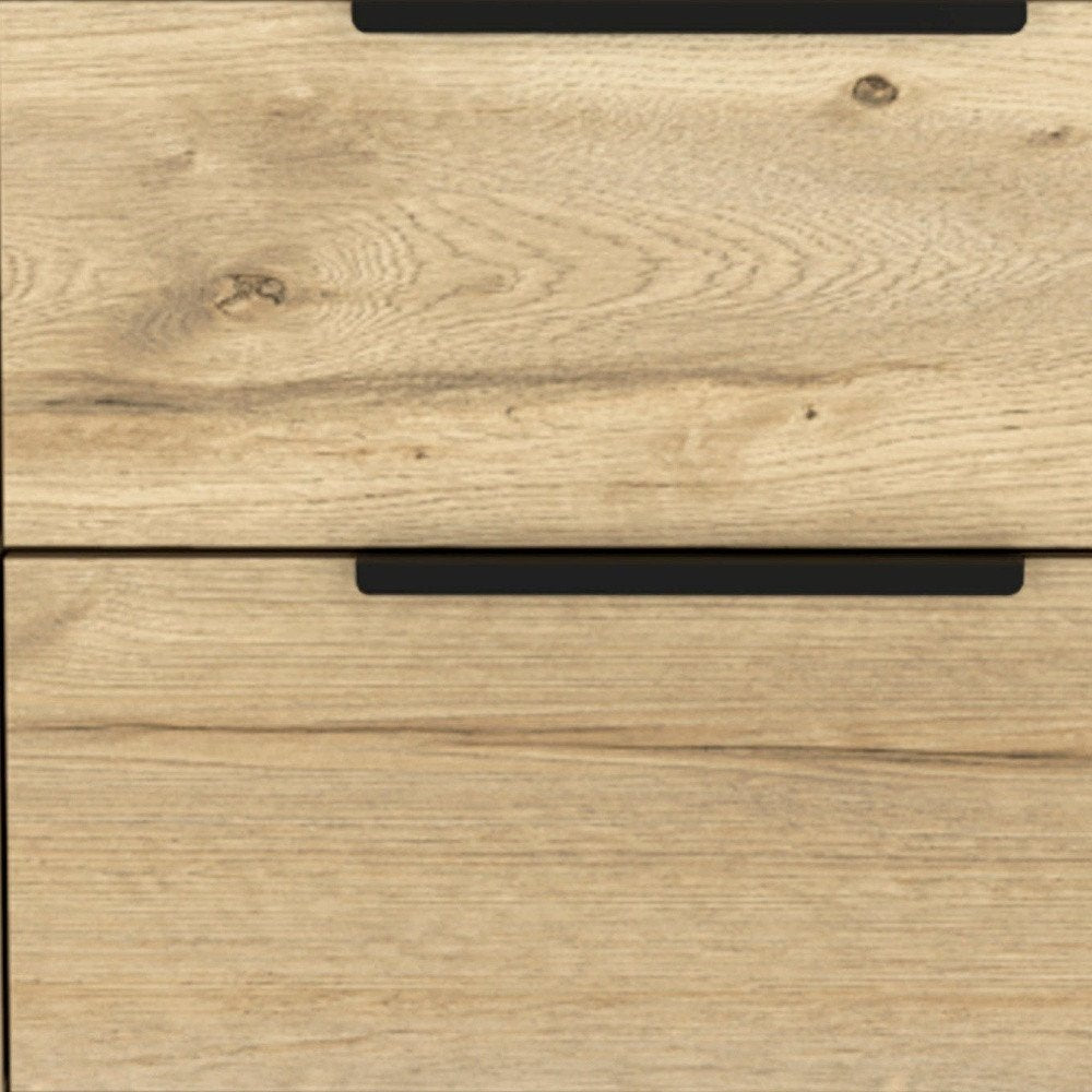 22" Oak Wood Two Drawer Nightstand HomeRoots