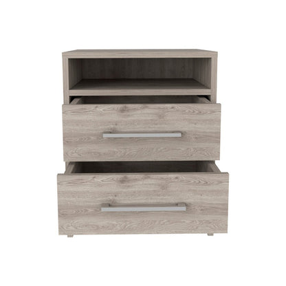 20" Gray Wood Two Drawer Nightstand HomeRoots