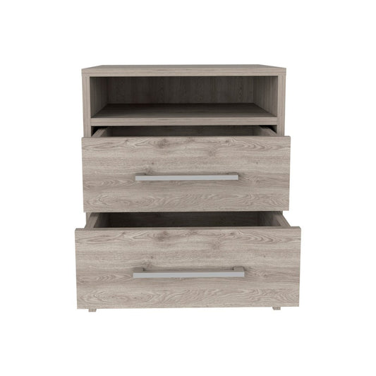 20" Gray Wood Two Drawer Nightstand HomeRoots
