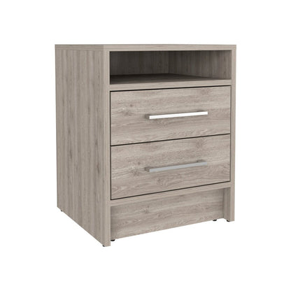 20" Gray Wood Two Drawer Nightstand HomeRoots