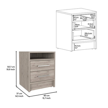 20" Gray Wood Two Drawer Nightstand HomeRoots