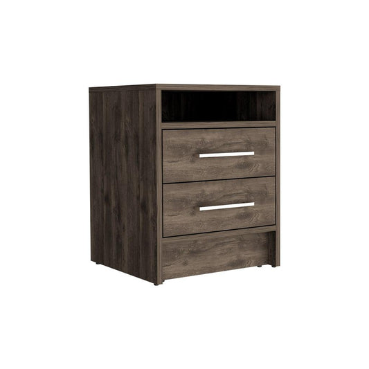 20" Brown Two Drawer Faux Wood Nightstand - FurniFindUSA