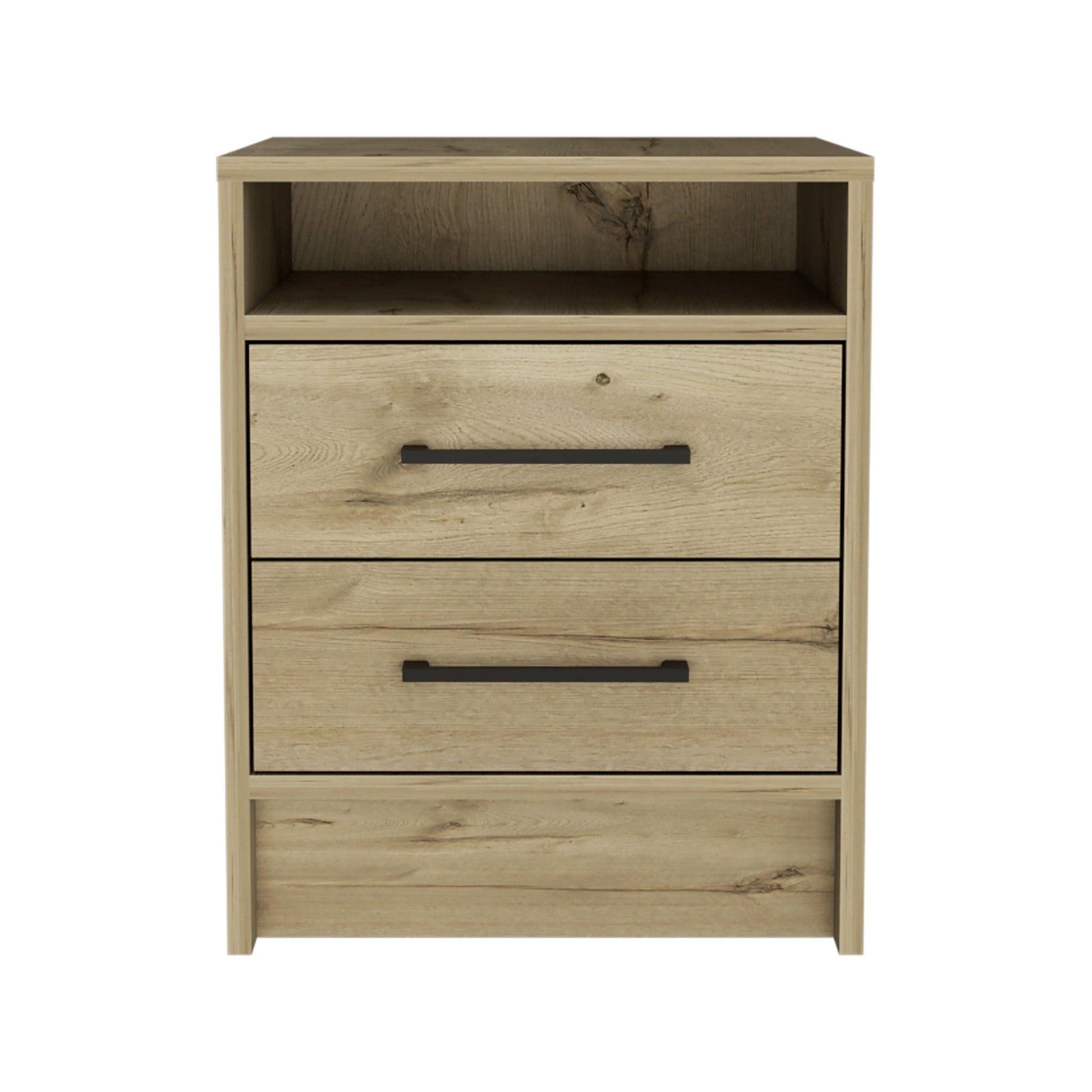 20" Oak Two Drawer Faux Wood Nightstand - FurniFindUSA