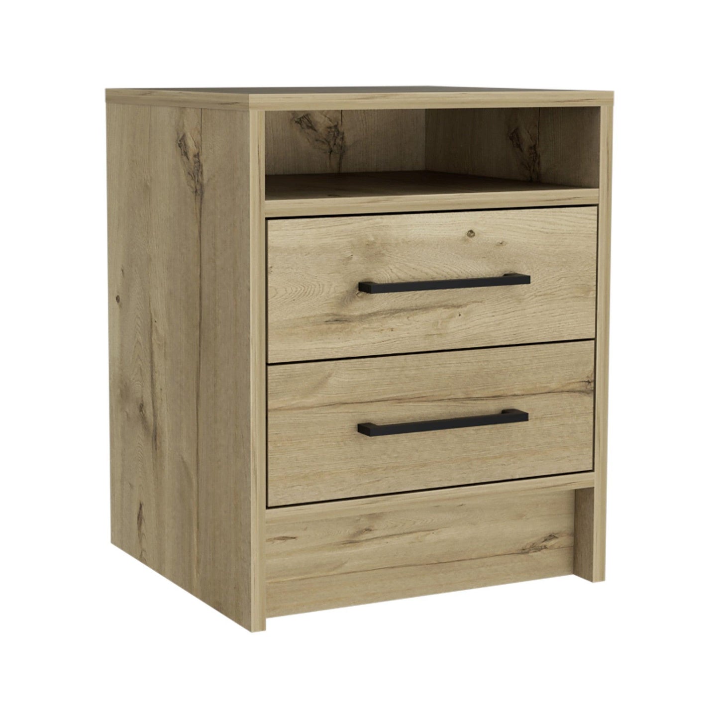 20" Oak Two Drawer Faux Wood Nightstand - FurniFindUSA