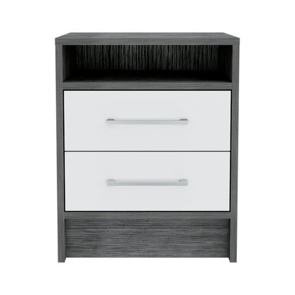 20" Gray Wood Two Drawer Nightstand HomeRoots