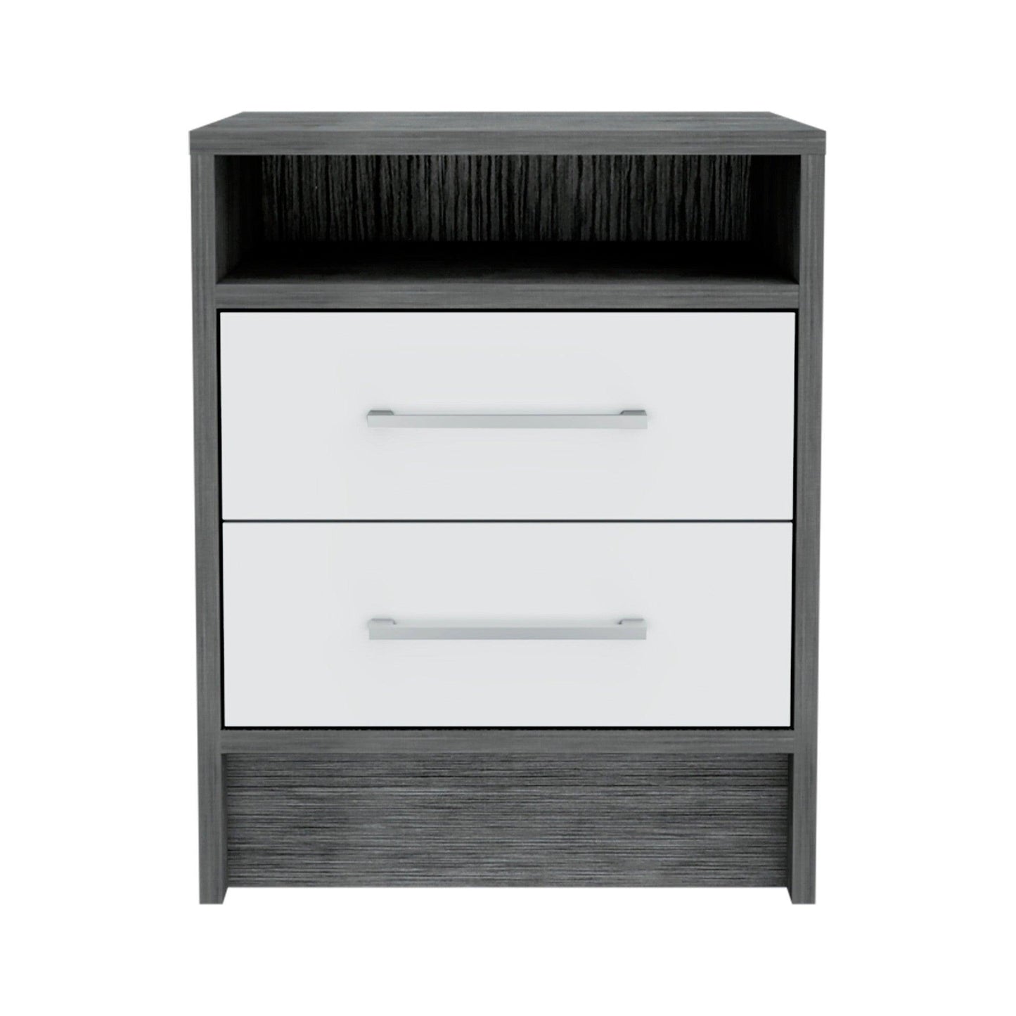 20" Gray Two Drawer Faux Wood Nightstand - FurniFindUSA