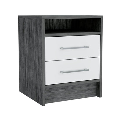 20" Gray Wood Two Drawer Nightstand HomeRoots