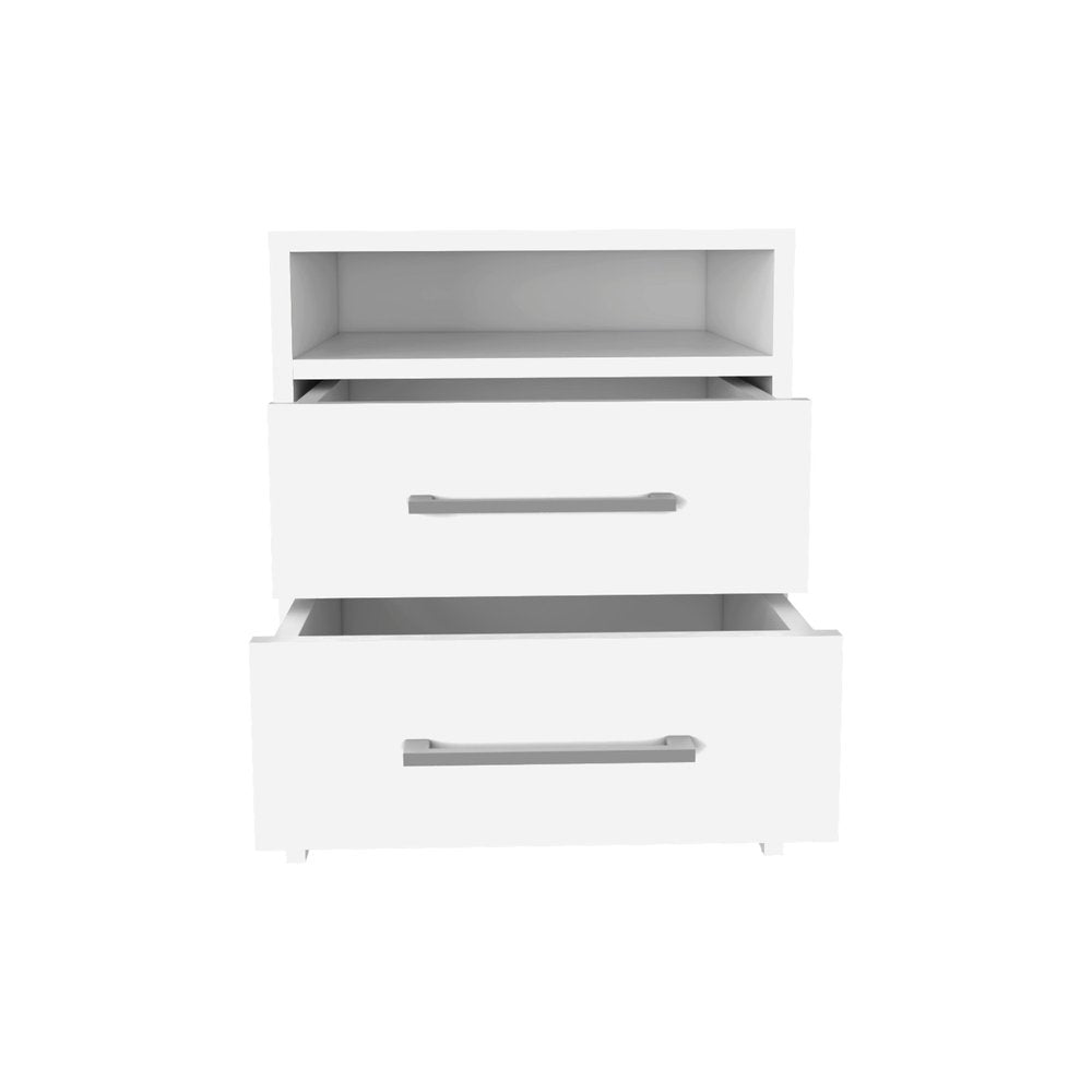 20" White Wood Two Drawer Nightstand HomeRoots