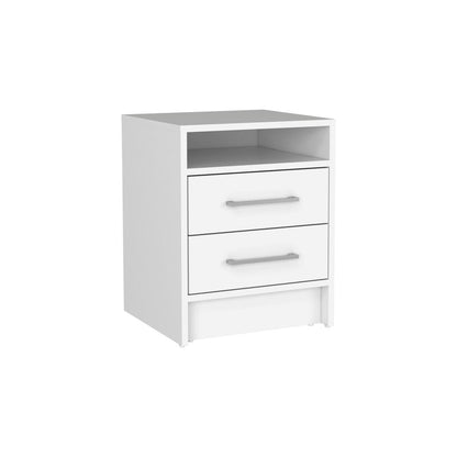 20" White Wood Two Drawer Nightstand HomeRoots
