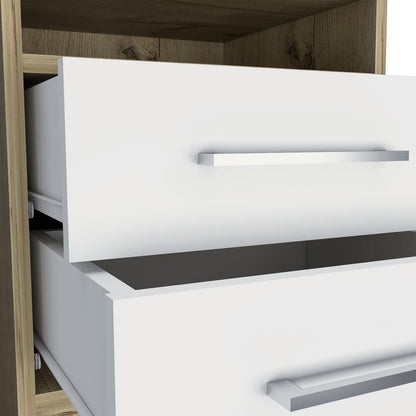 20" White Wood Two Drawer Nightstand HomeRoots