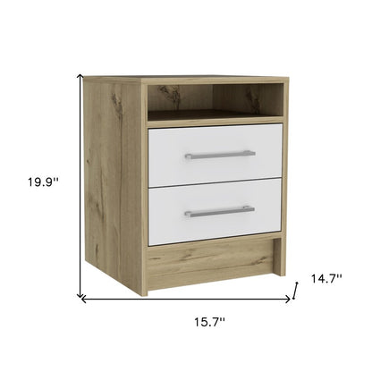 20" White Wood Two Drawer Nightstand HomeRoots