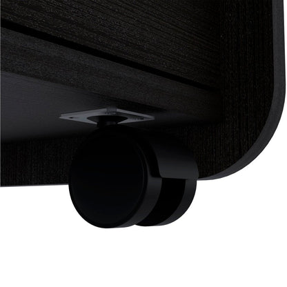 22" Black Wood Two Drawer Nightstand HomeRoots