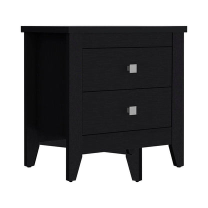 24" Black Wood Two Drawer Nightstand HomeRoots