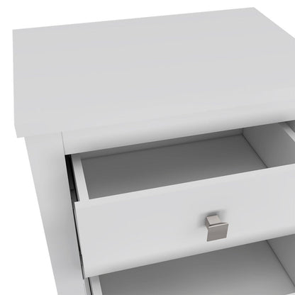 24" White Two Drawer Faux Wood Nightstand